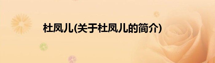杜凤儿(关于杜凤儿的简介)