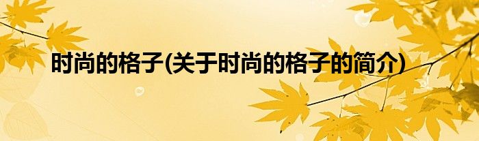 时尚的格子(关于时尚的格子的简介)
