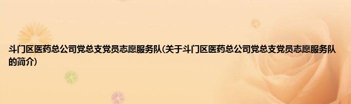 斗门区医药总公司党总支党员志愿服务队(关于斗门区医药总公司党总支党员志愿服务队的简介)
