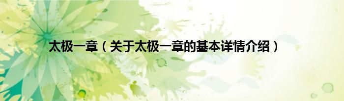太极一章（关于太极一章的基本详情介绍）
