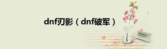 dnf刃影（dnf破军）
