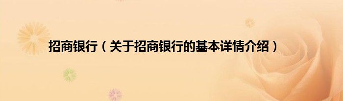 招商银行（关于招商银行的基本详情介绍）