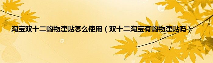 淘宝双十二购物津贴怎么使用（双十二淘宝有购物津贴吗）