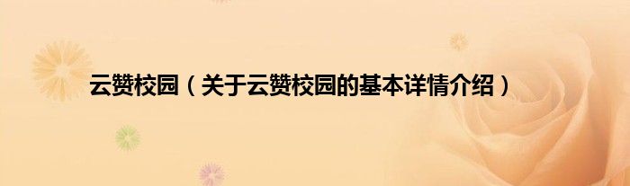 云赞校园（关于云赞校园的基本详情介绍）