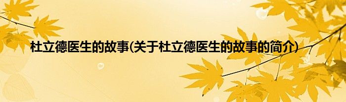 杜立德医生的故事(关于杜立德医生的故事的简介)