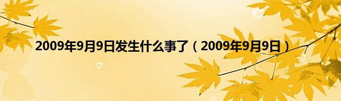 2009年9月9日发生什么事了（2009年9月9日）