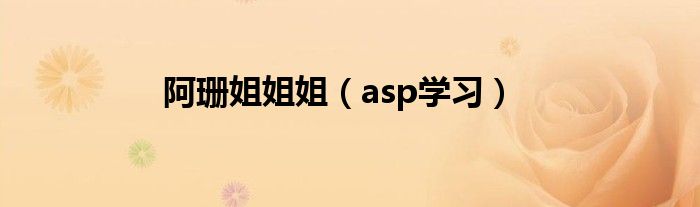 阿珊姐姐姐（asp学习）
