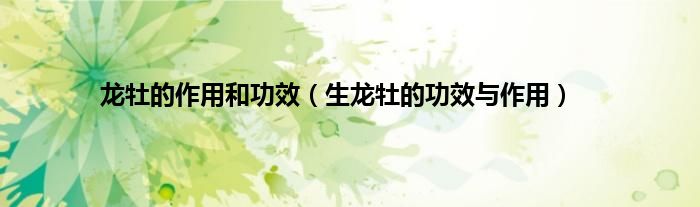 龙牡的作用和功效（生龙牡的功效与作用）