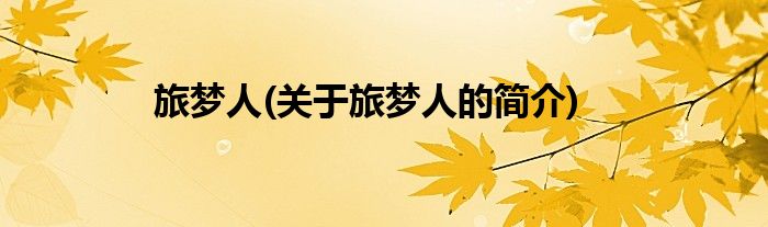 旅梦人(关于旅梦人的简介)