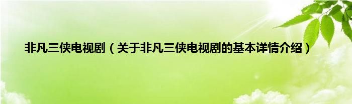 非凡三侠电视剧（关于非凡三侠电视剧的基本详情介绍）