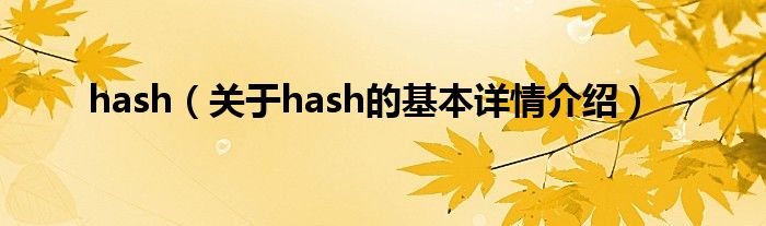 hash（关于hash的基本详情介绍）