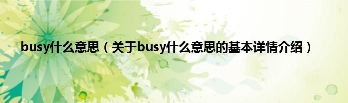 busy什么意思（关于busy什么意思的基本详情介绍）