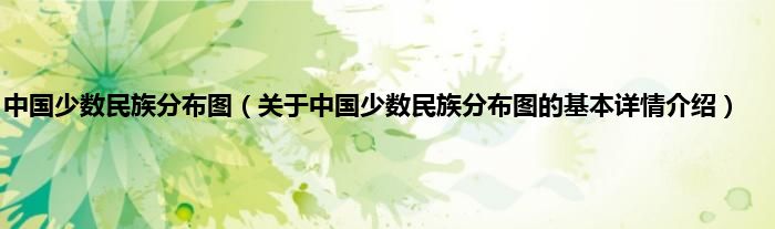 中国少数民族分布图（关于中国少数民族分布图的基本详情介绍）