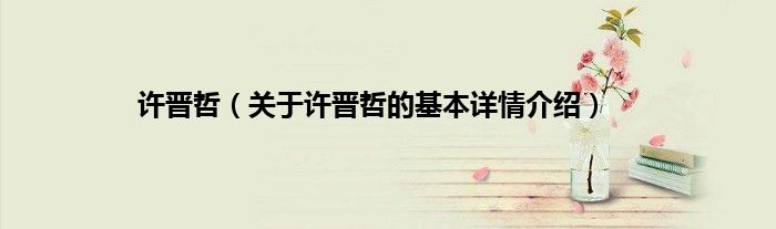 许晋哲（关于许晋哲的基本详情介绍）