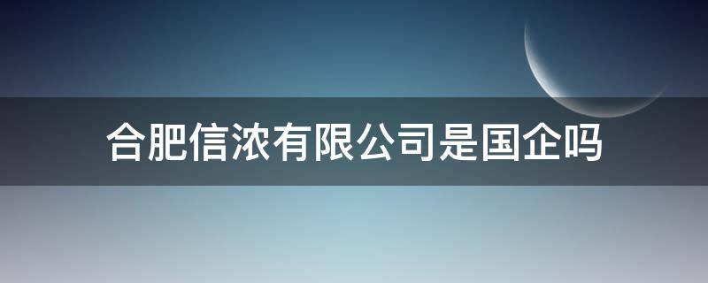 合肥信浓有限公司是国企吗