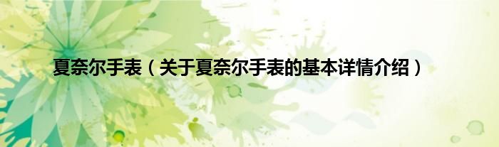 夏奈尔手表（关于夏奈尔手表的基本详情介绍）