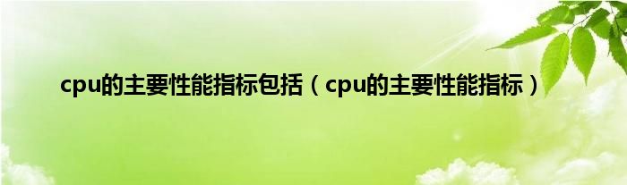 cpu的主要性能指标包括(cpu的主要性能指标)
