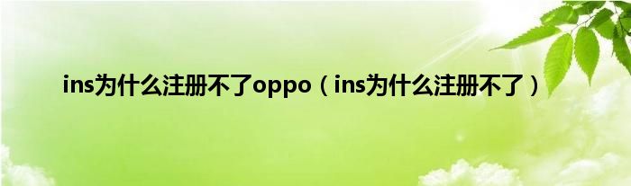 ins为什么注册不了oppo（ins为什么注册不了）