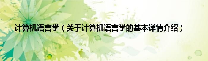计算机语言学（关于计算机语言学的基本详情介绍）