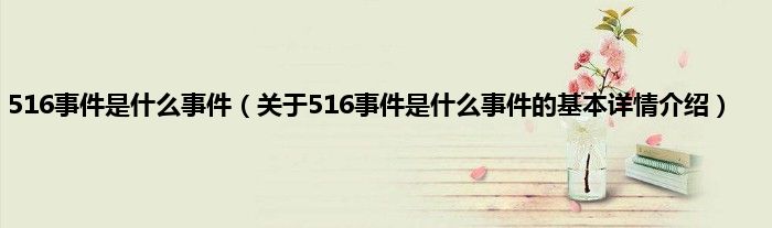 516事件是什么事件（关于516事件是什么事件的基本详情介绍）